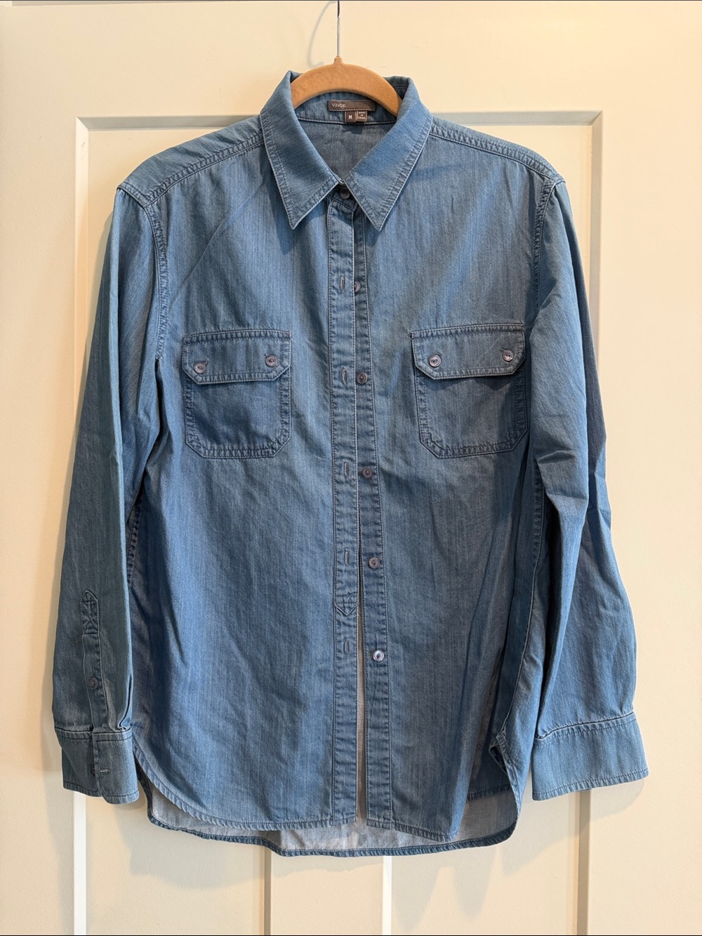 Vince Light Wash Denim chambray Button-Up Shirt